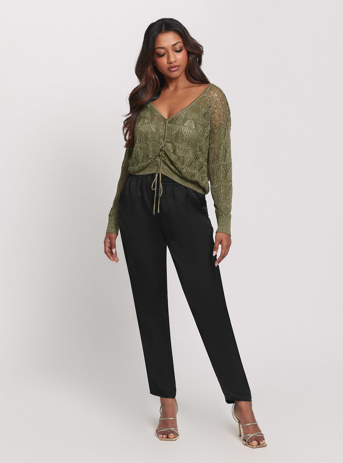 GUESS Eco Green Clarissa Long Sleeve Knit Top full view