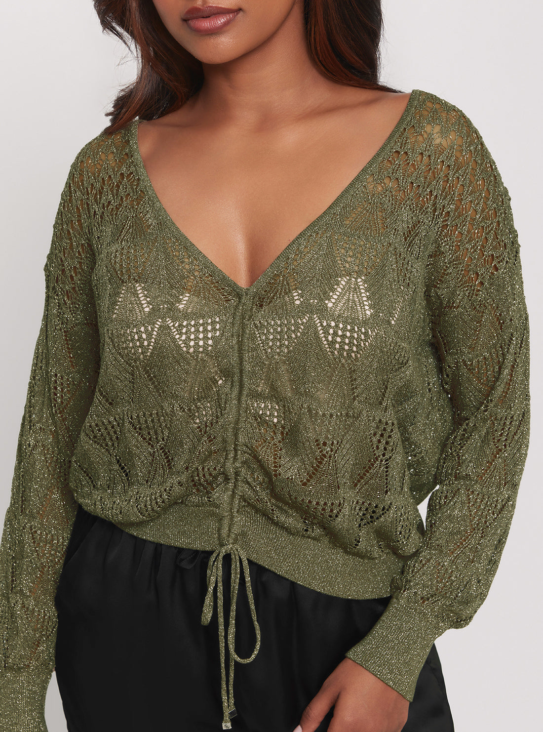 GUESS Eco Green Clarissa Long Sleeve Knit Top detail view