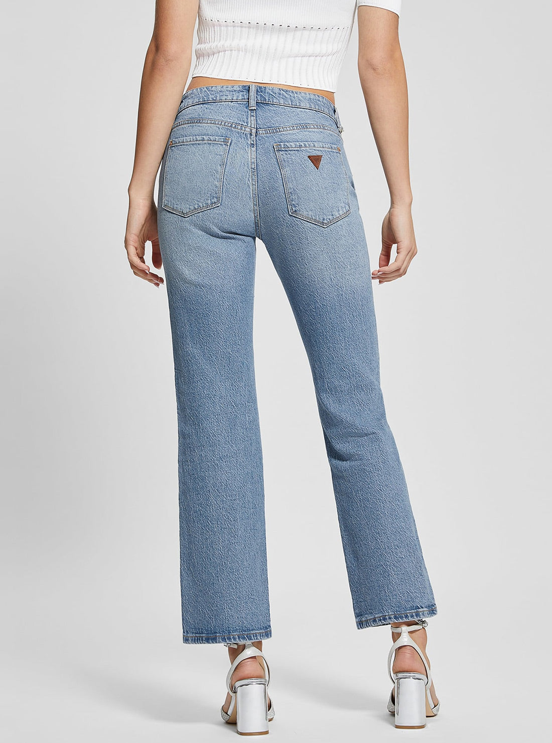 GUESS Mid-Rise Sexy Straight Leg Jeans in Light Wash back view