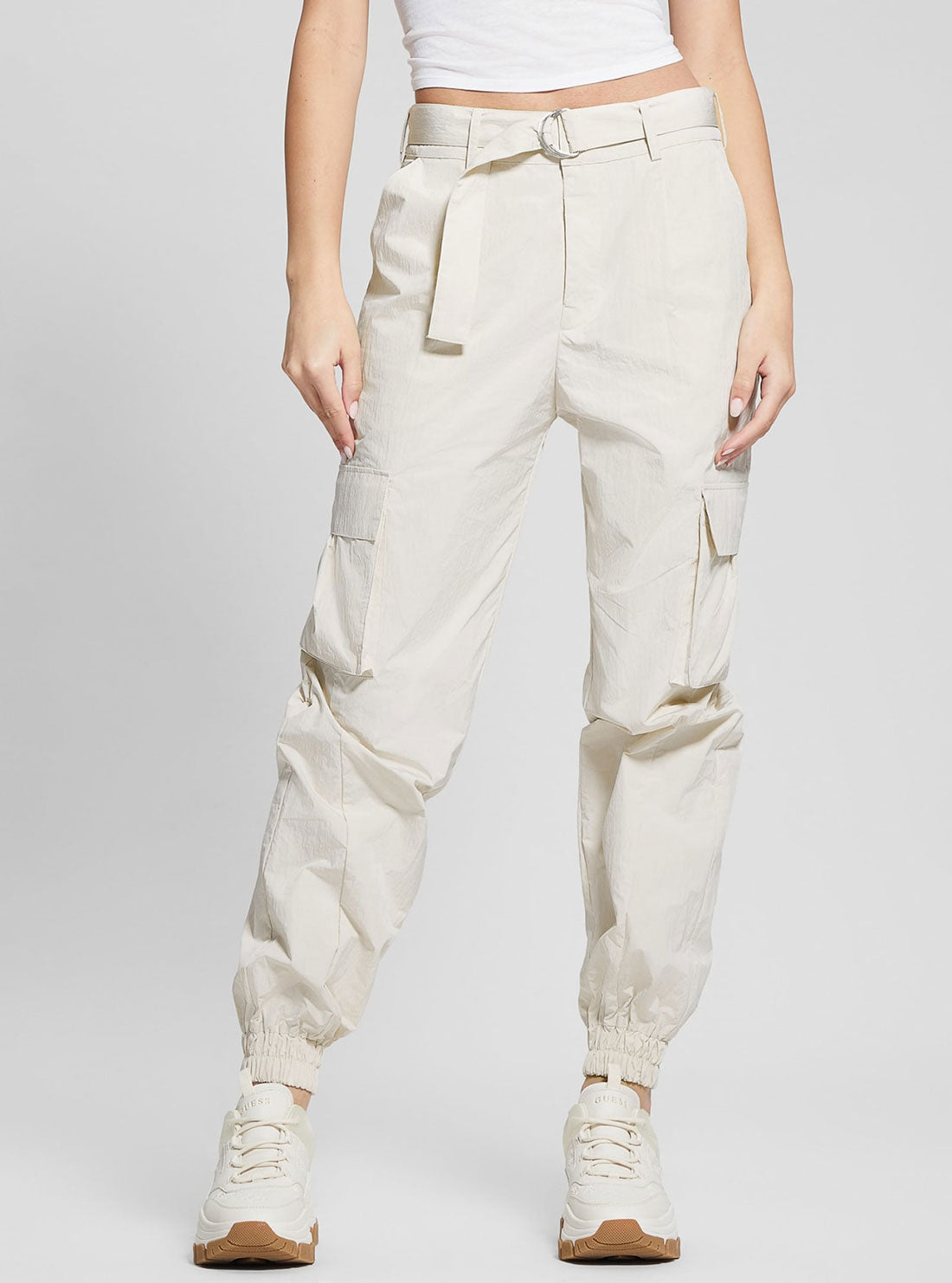 GUESS Cream Kori Cargo Pants front view