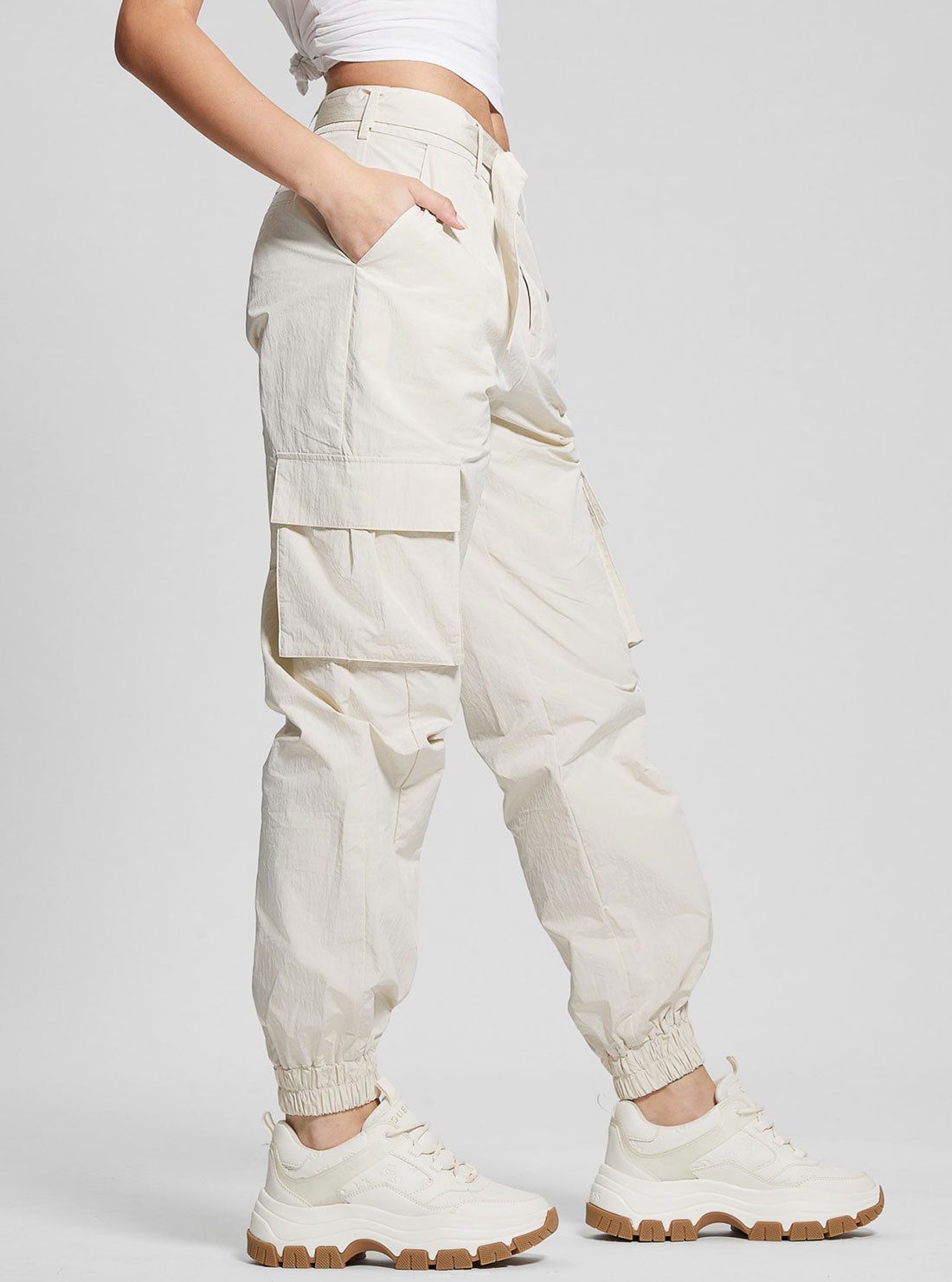 GUESS Cream Kori Cargo Pants side view