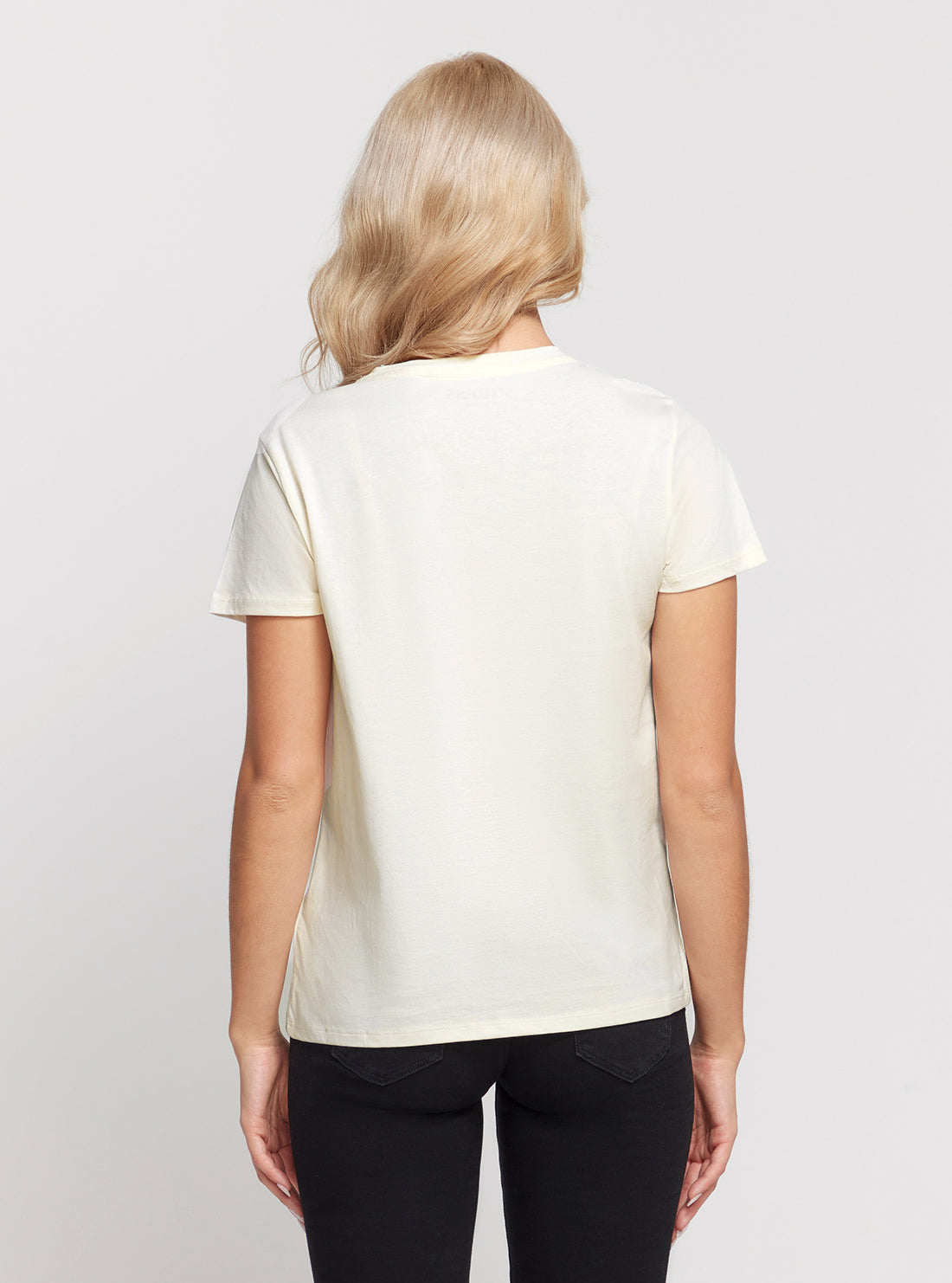 GUESS Cream Short Sleeves Lace Logo T-Shirt back view