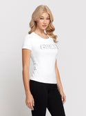 GUESS White Short Sleeve Stones Logo T-Shirt front view