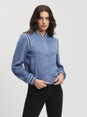 GUESS Eco Blue Gloria Logo Bomber Jacket front view