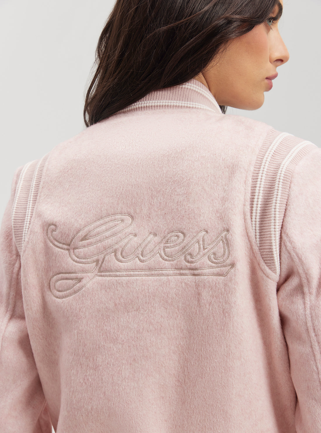 Pink Gloria Logo Bomber Jacket detail view