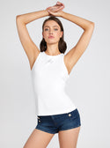 GUESS White Sleveless Guendalina Singlet Top front view 