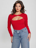 GUESS Red Long Sleeves Laurel Sweater Top front view