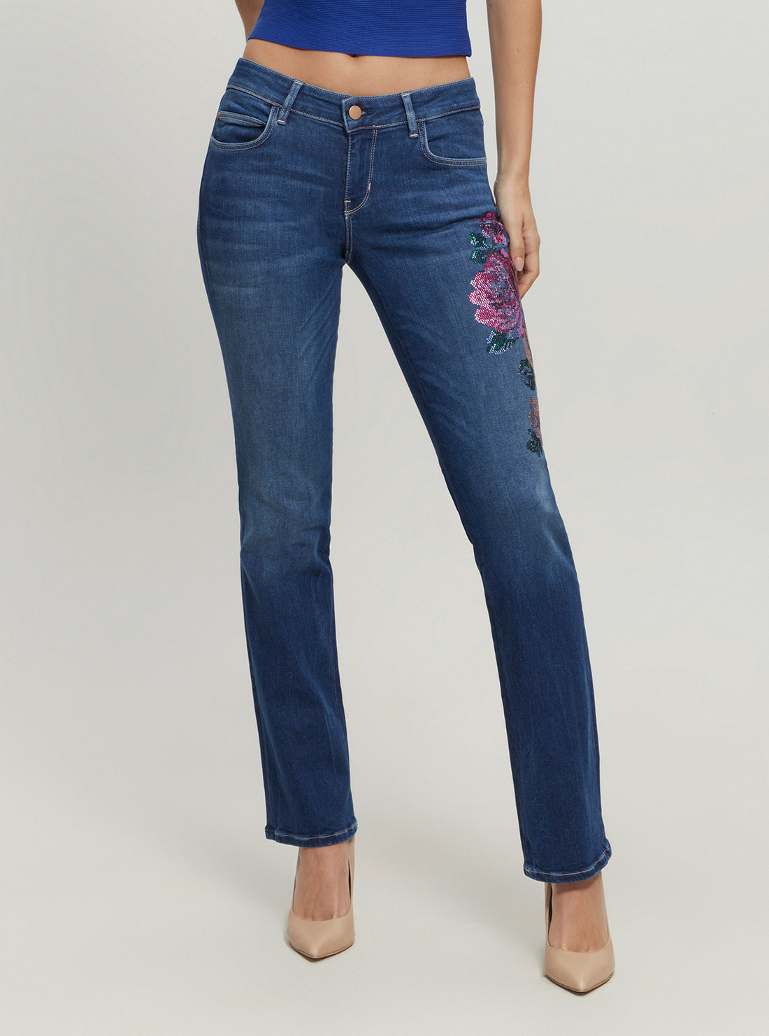 Low-Rise Hermosa Straight Denim Jeans in Dark Wash