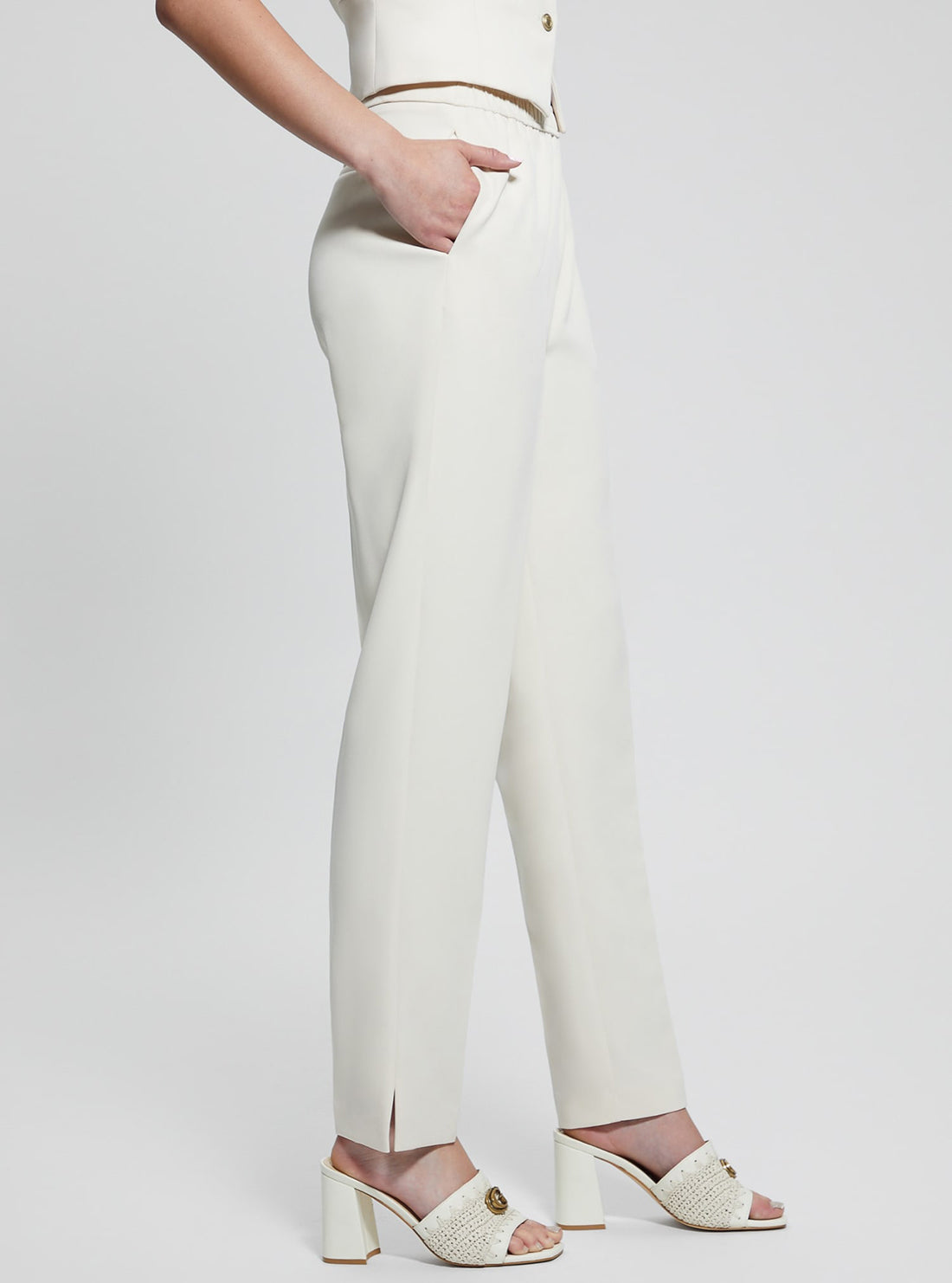 Eco White Roberta Structured Jogger Pant