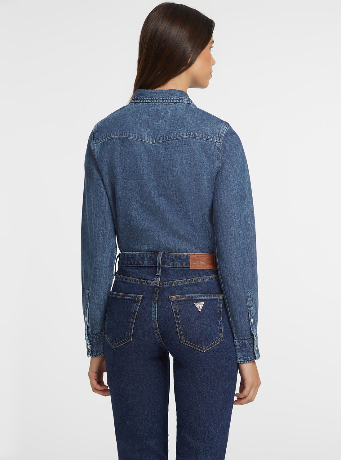 Guess Jeans Blue Slim Denim Shirt back view