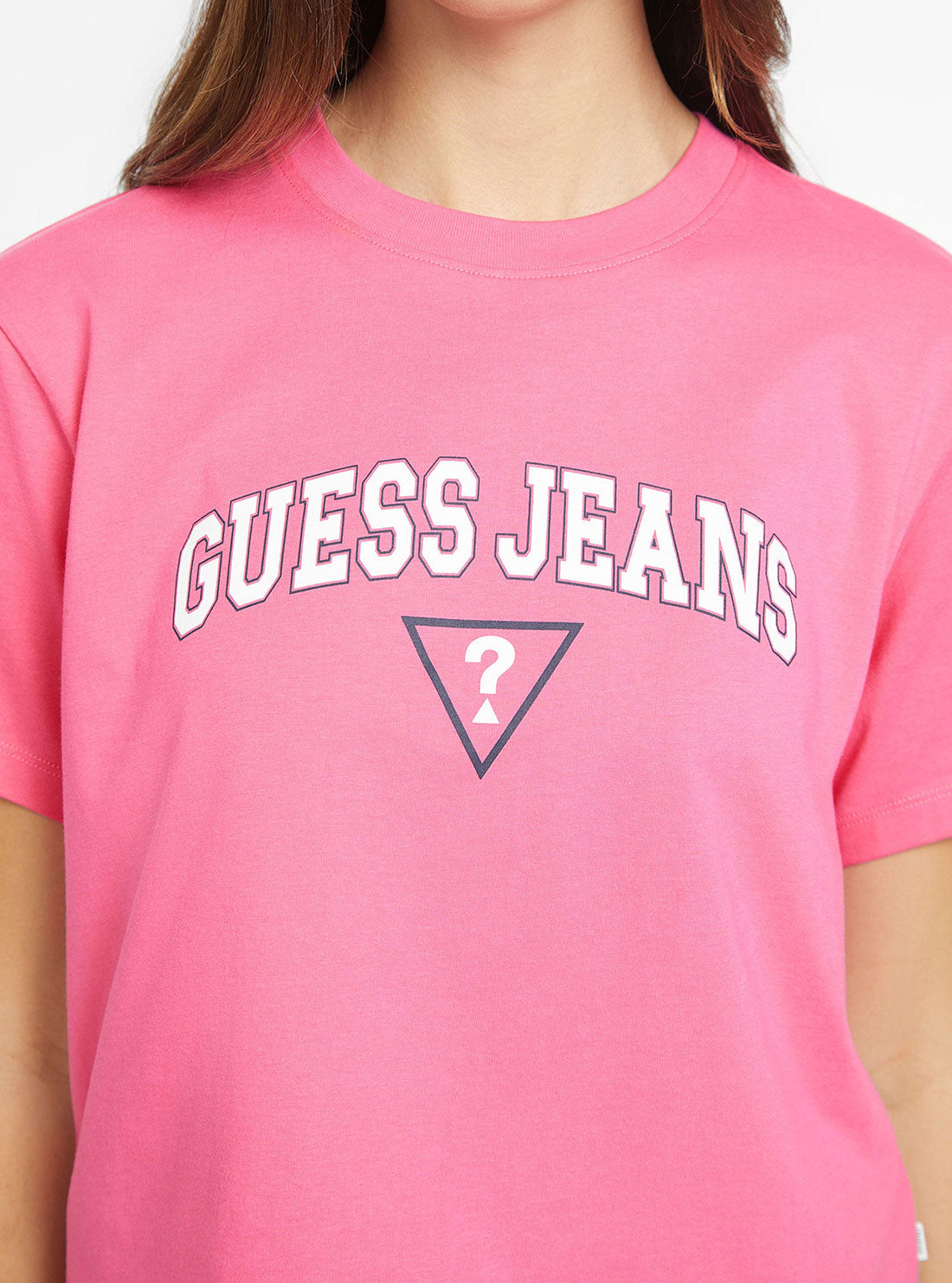 Guess Jeans Pink Boxy T-Shirt front view