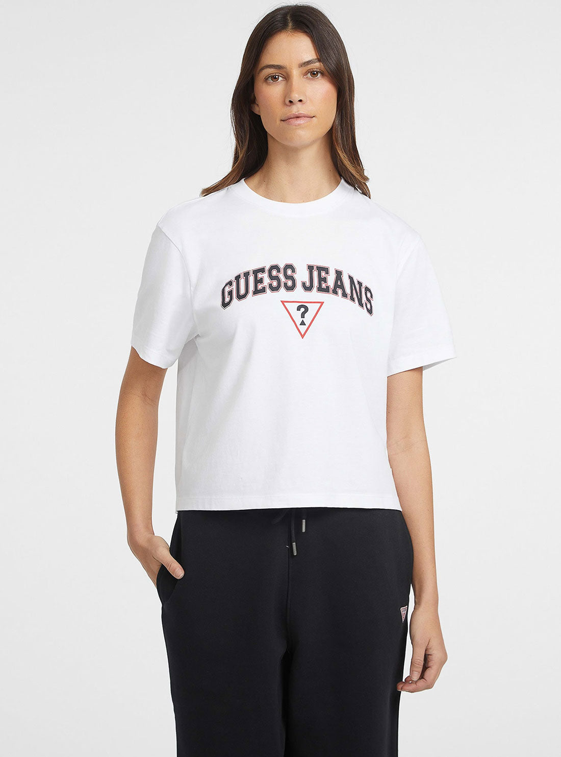 Guess Jeans White Boxy T-Shirt front view