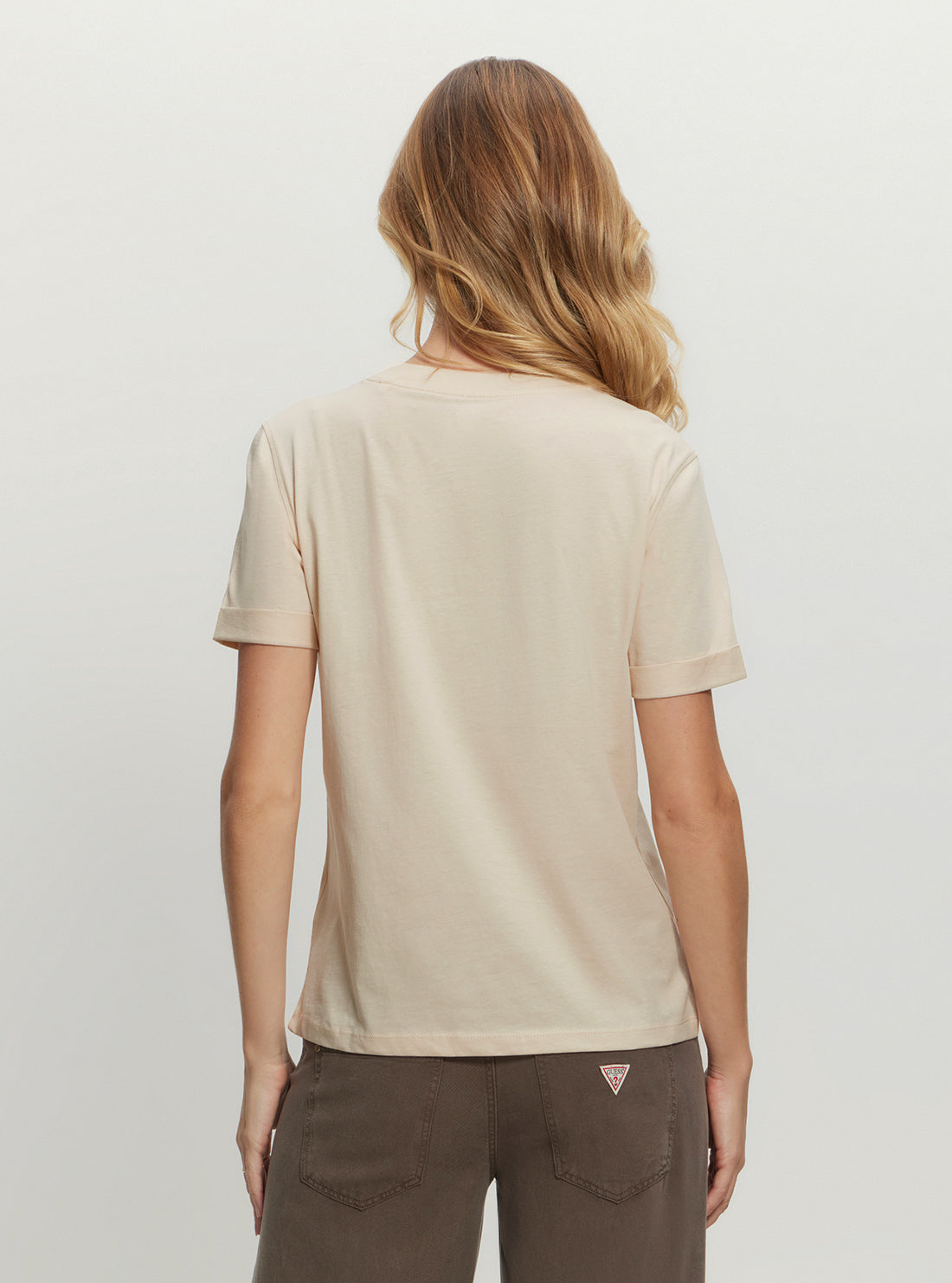 Eco Beige Glittery Logo T-Shirt