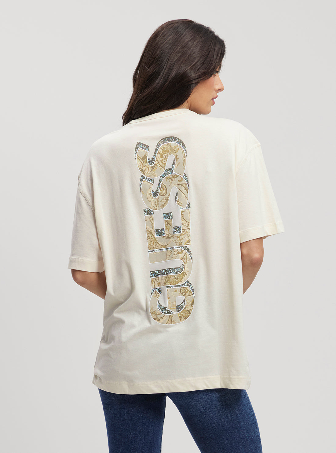 Eco Beige Paisley Logo T-Shirt