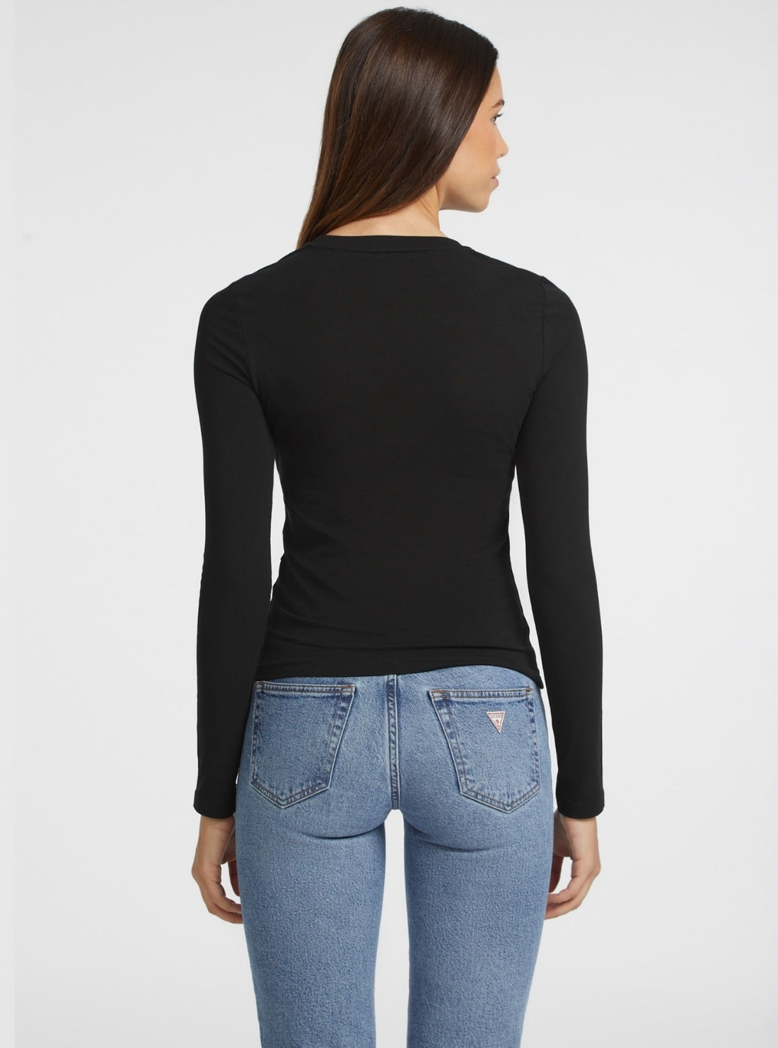 Guess Jeans Black Slim Long Sleeve T-Shirt W4YI22J1314 Back View