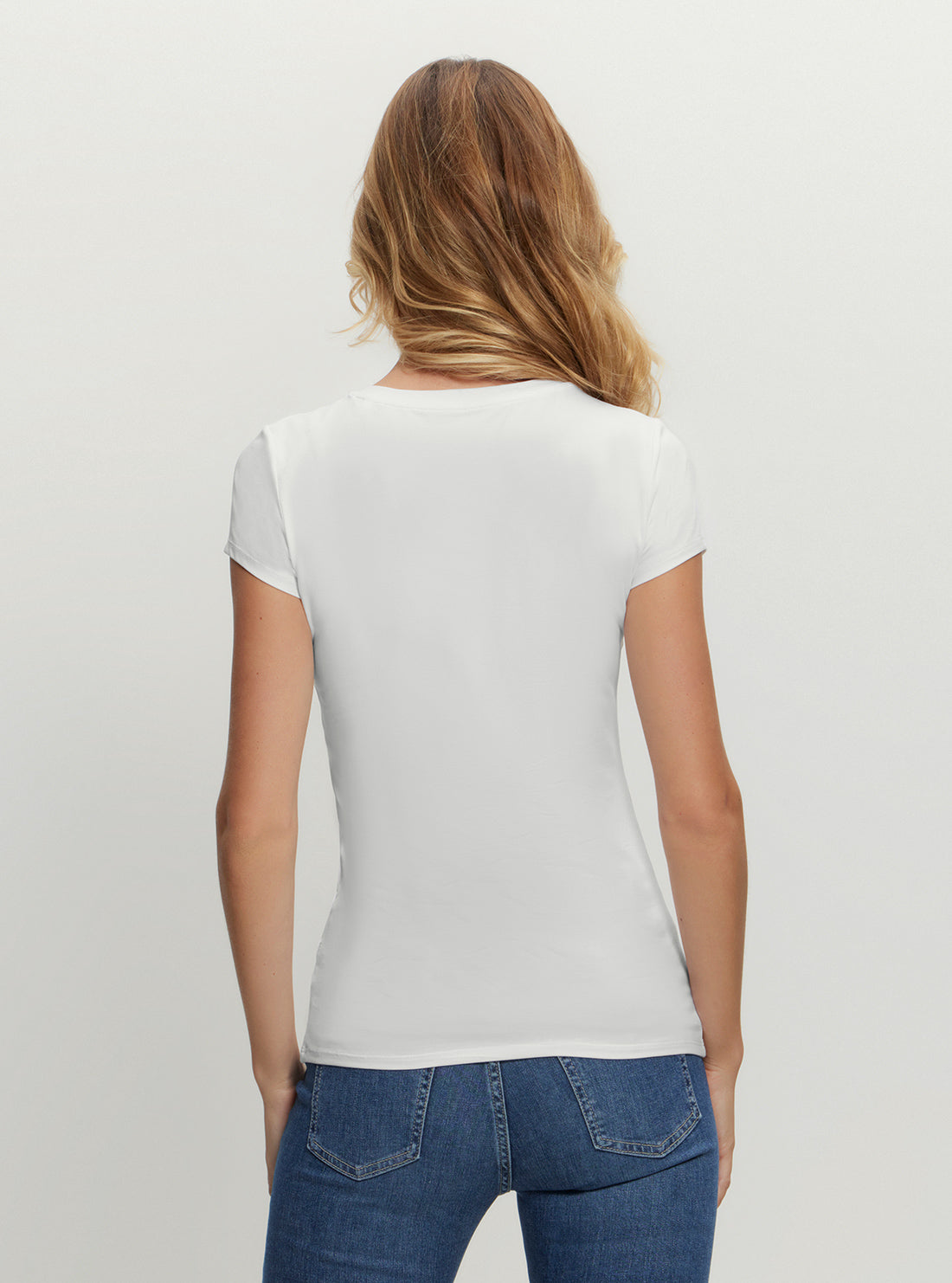 Eco White Blue Cheker Sequin T-Shirt