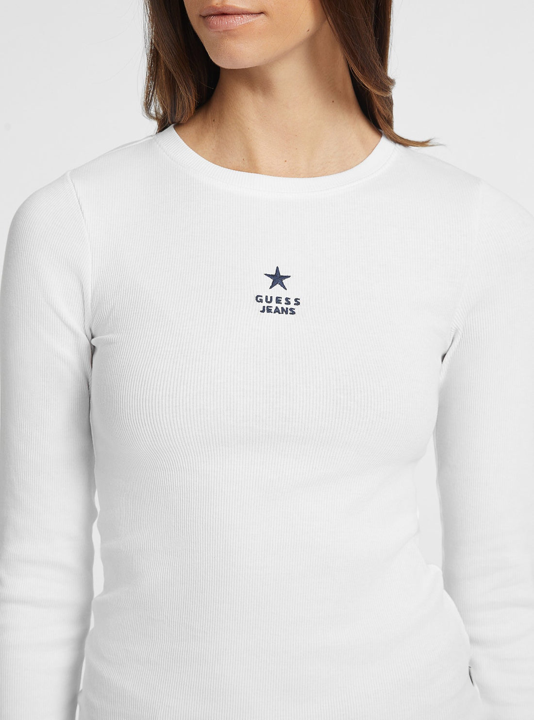 Guess Jeans White Long Sleeve Star T-Shirt detail view