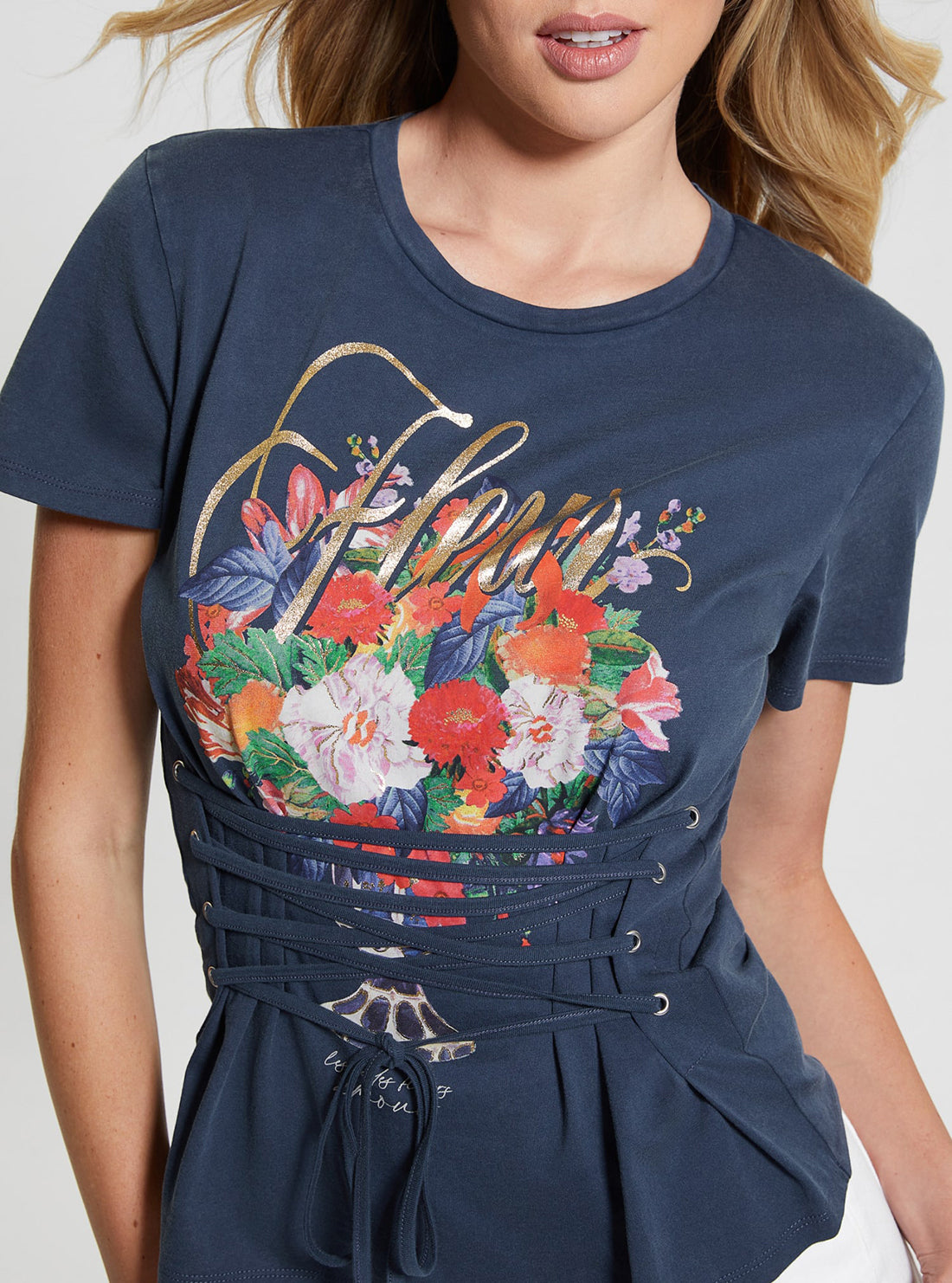 Navy Garden Glow Up Lace T-Shirt