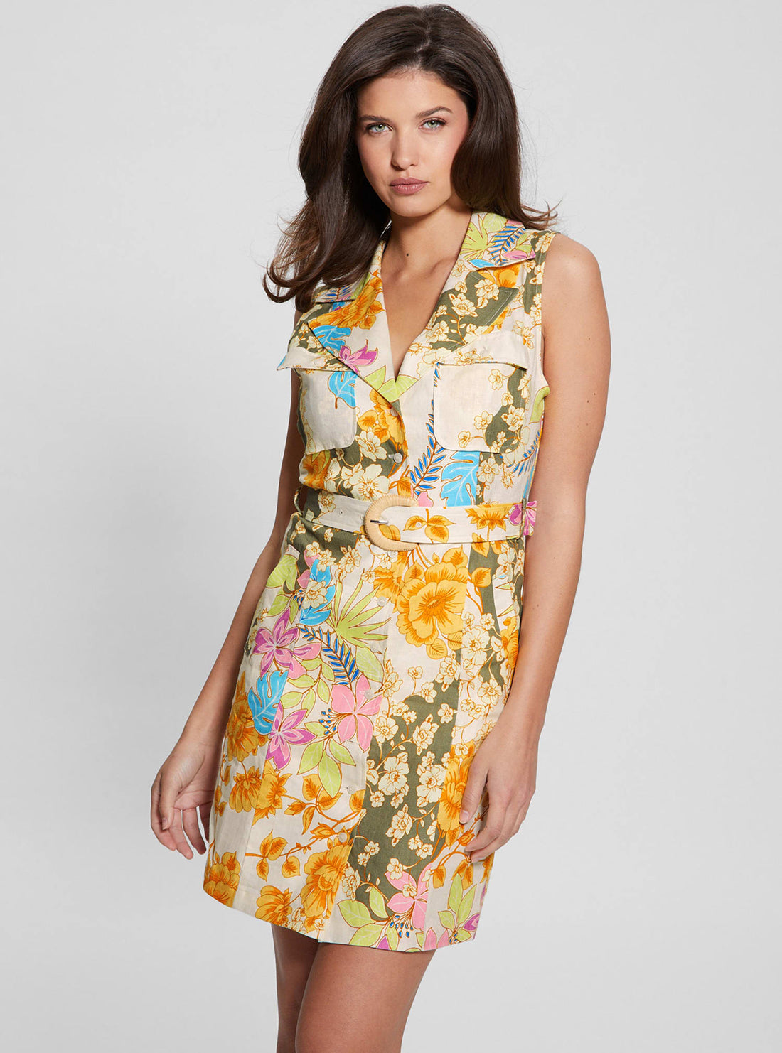 Eco Yellow Floral Print Lydia Mini Dress