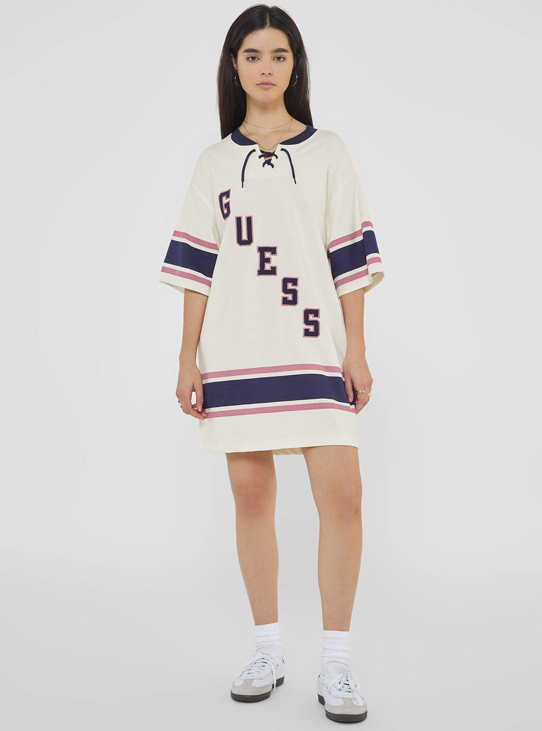 Guess Originals Beige Hockey Jersey Mini Dress