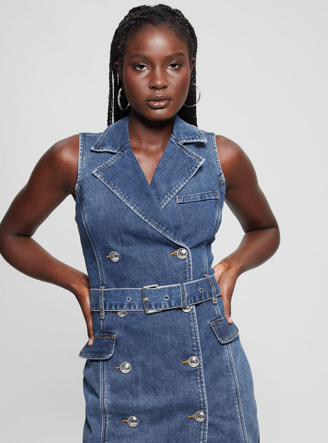 Blue Denim Anela Trench Mini Dress