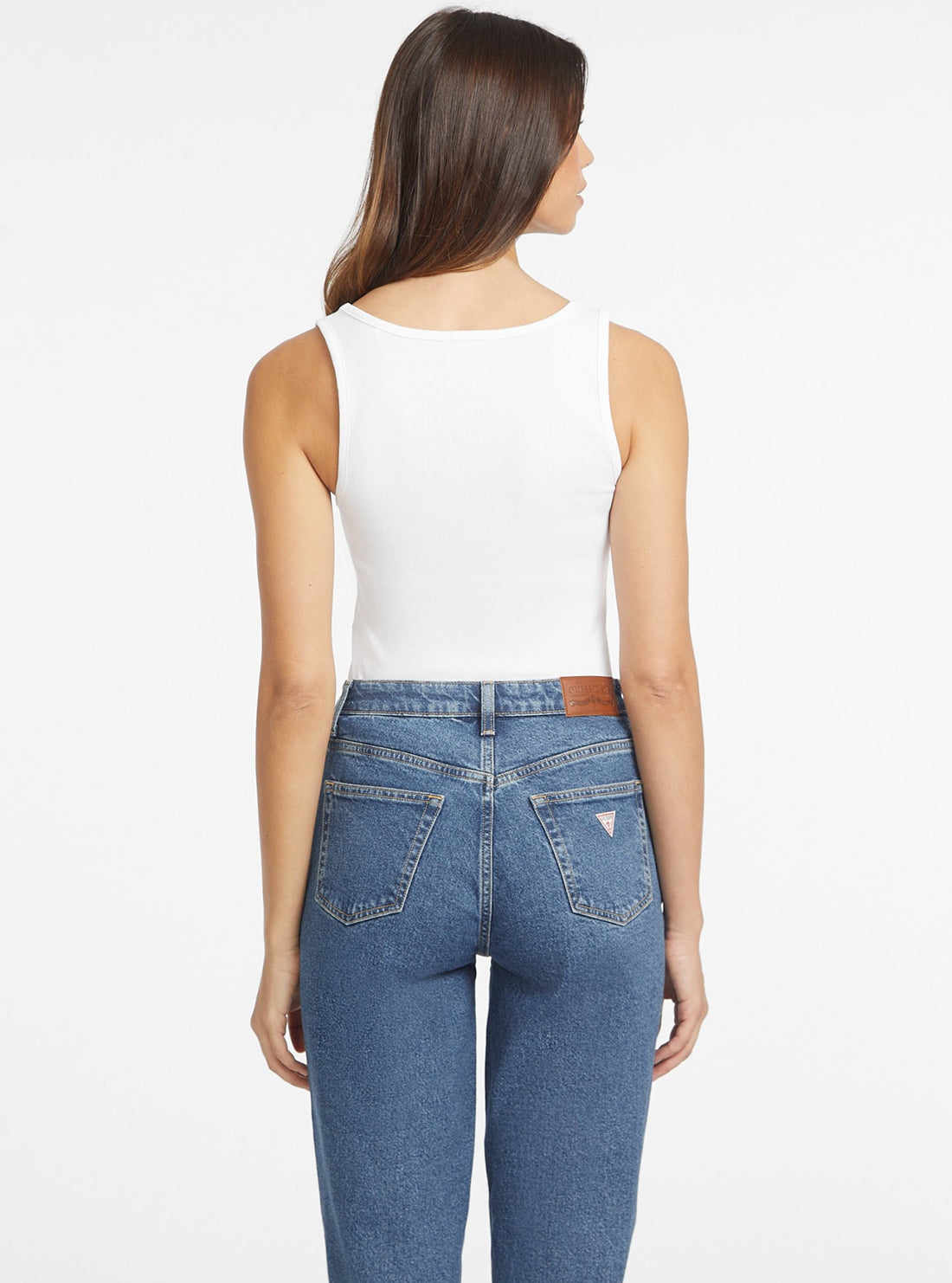 Guess Jeans White Slim Tank Top back view