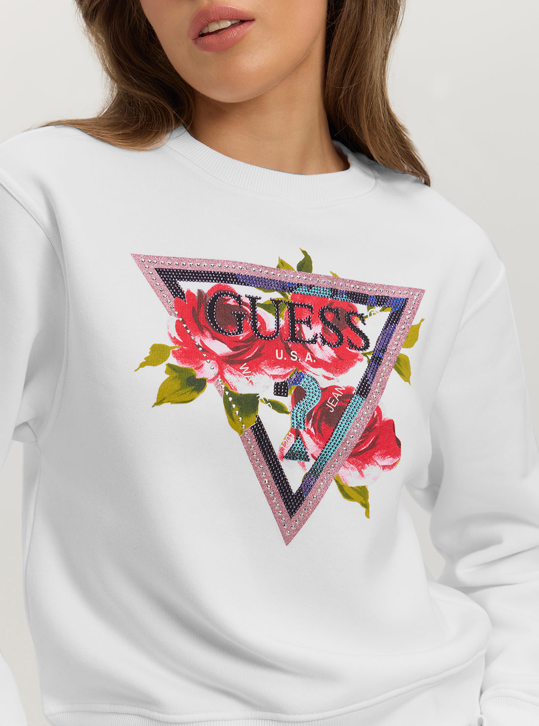 Eco White Roses Logo Jumper