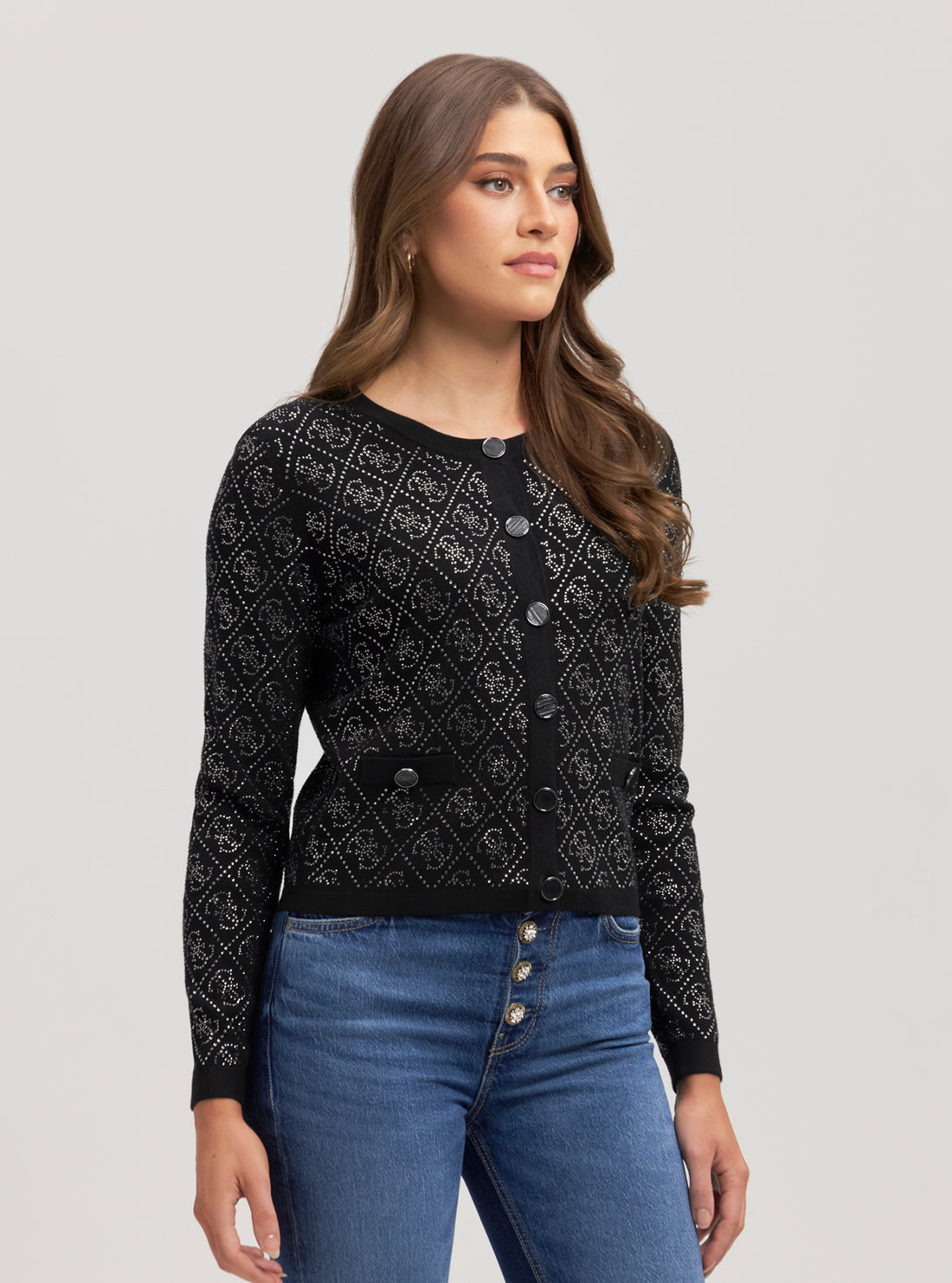 Black Paige 4G Logo Knit Cardigan