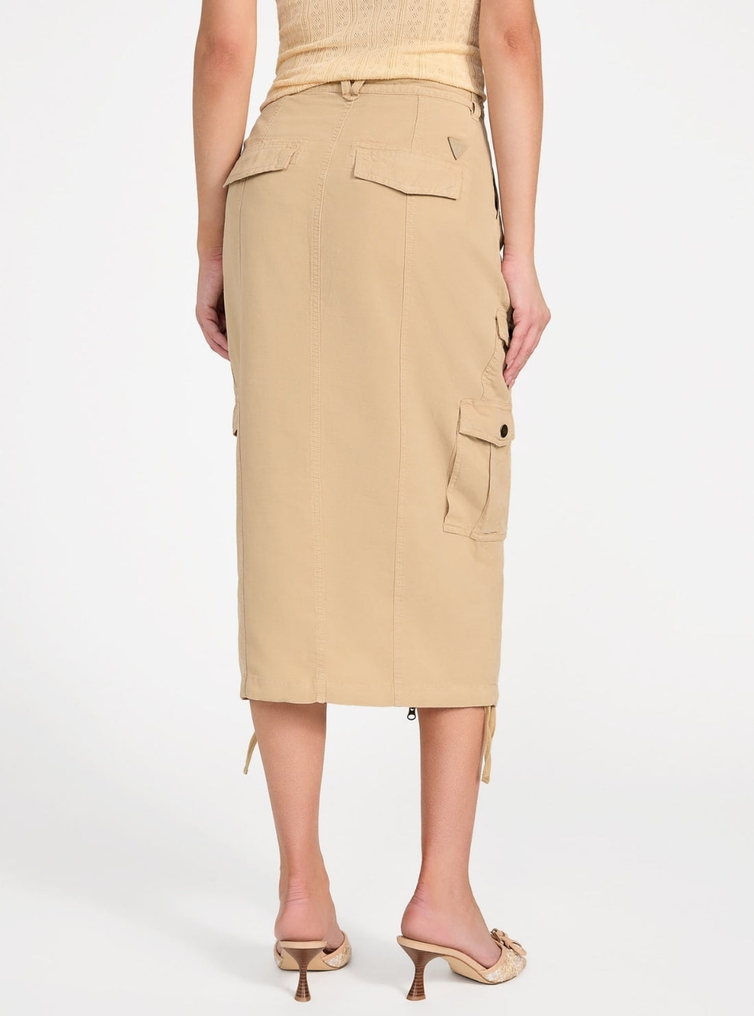 GUESS Womens Eco Beige Casey Cargo Skirt W5GD1HWG8N0 Back View