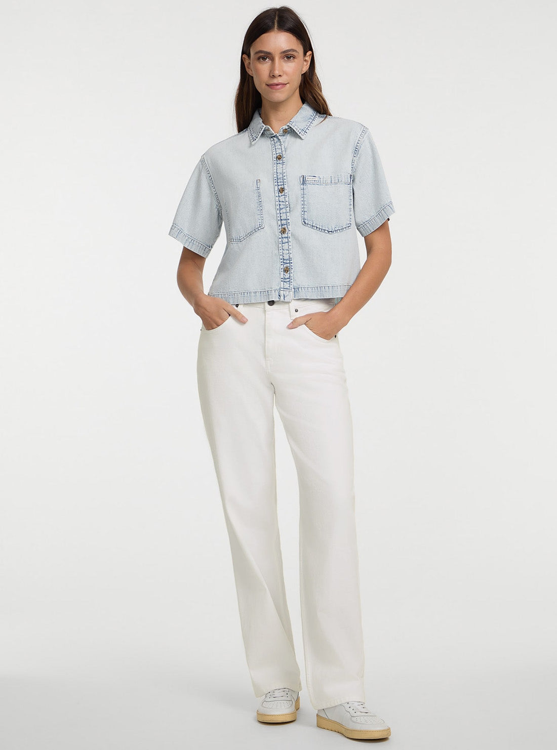 Guess Jeans Eco Blue Boxy Denim Shirt