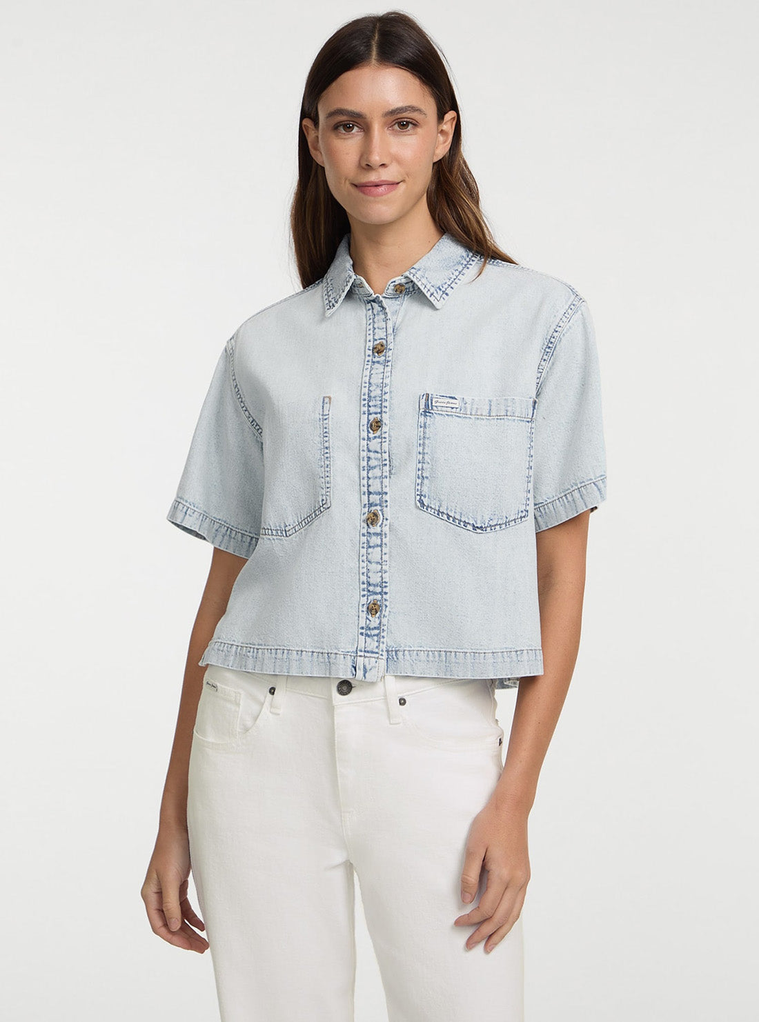 Guess Jeans Eco Blue Boxy Denim Shirt