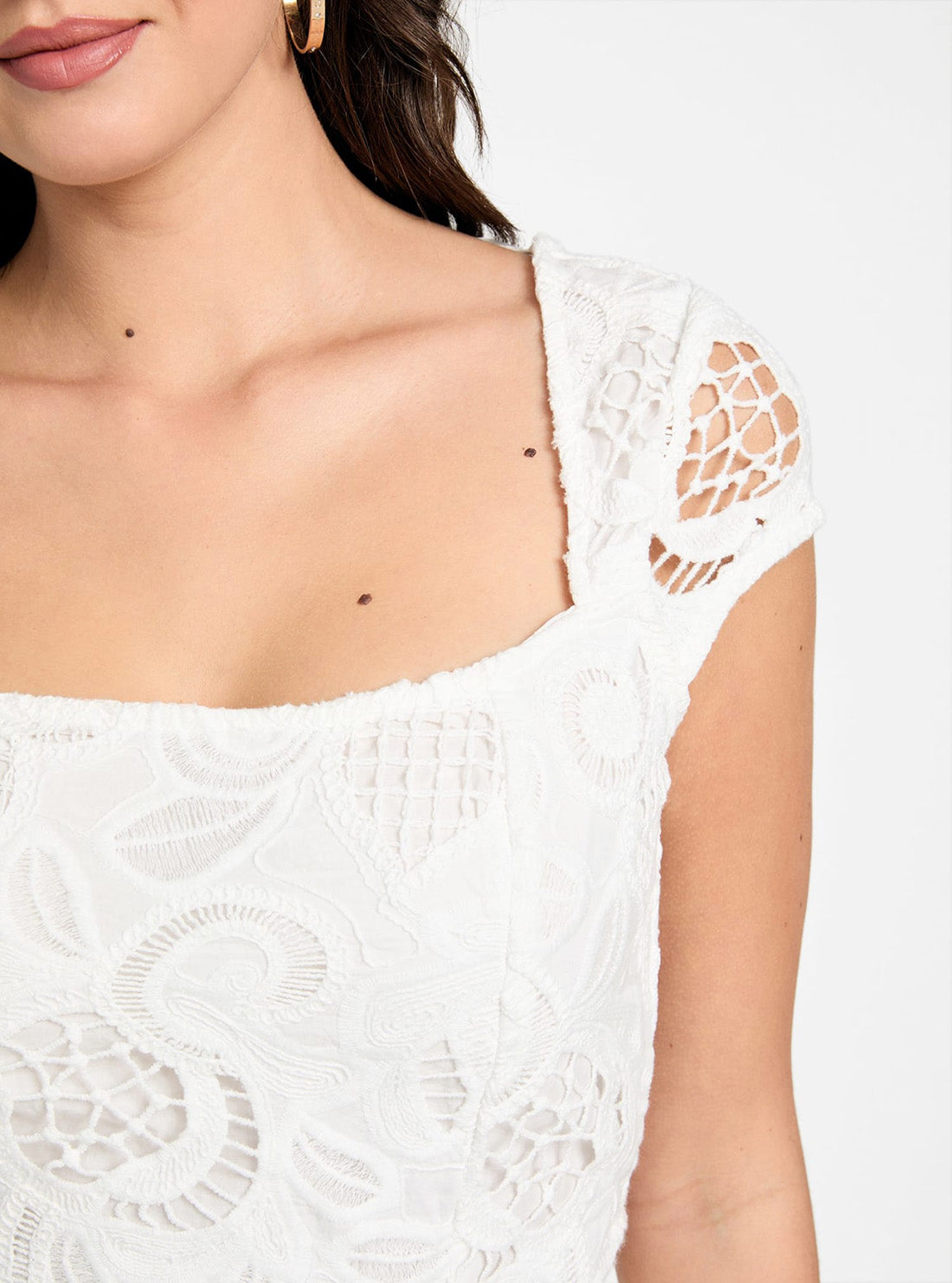 GUESS Womens White Domitille Corset Top W5GH65WH521 Detail View