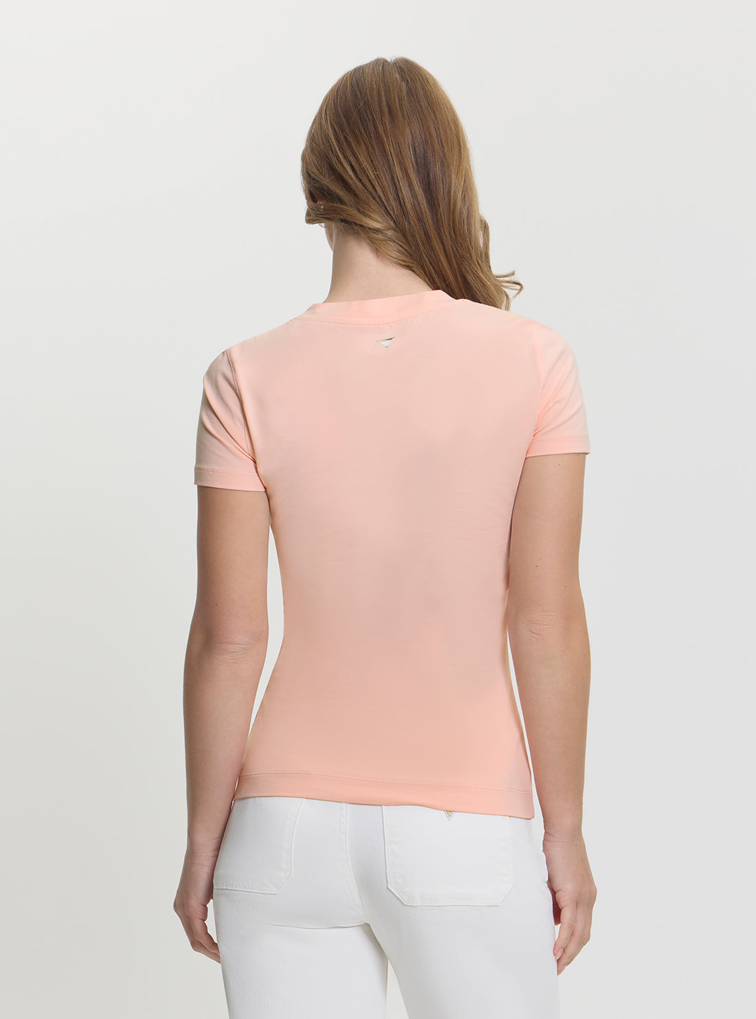 GUESS Womens Pink Triangle Logo Beads T-Shirt W5GI10J1314 Back View