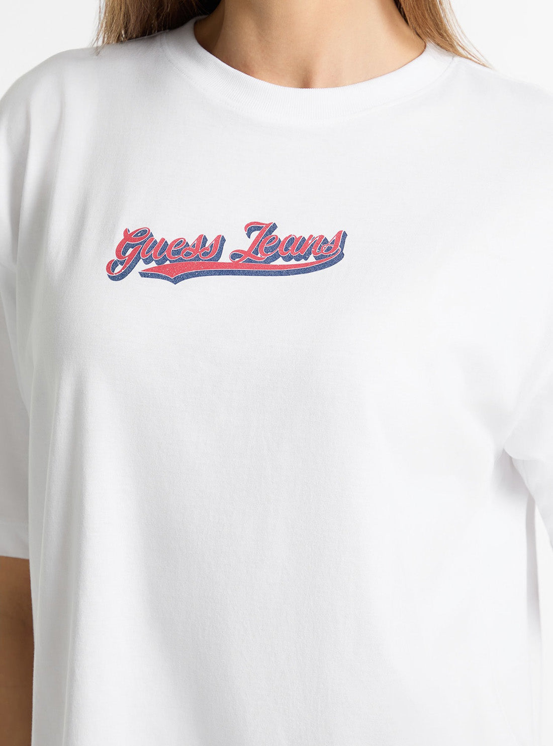 Guess Jeans White Oversized Curve Logo T-Shirt W5GI29K8HM0 Detail View