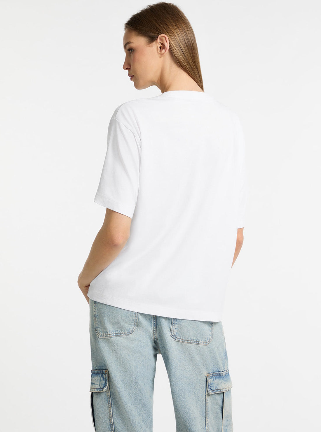 Guess Jeans White Oversized Curve Logo T-Shirt W5GI29K8HM0 Back View