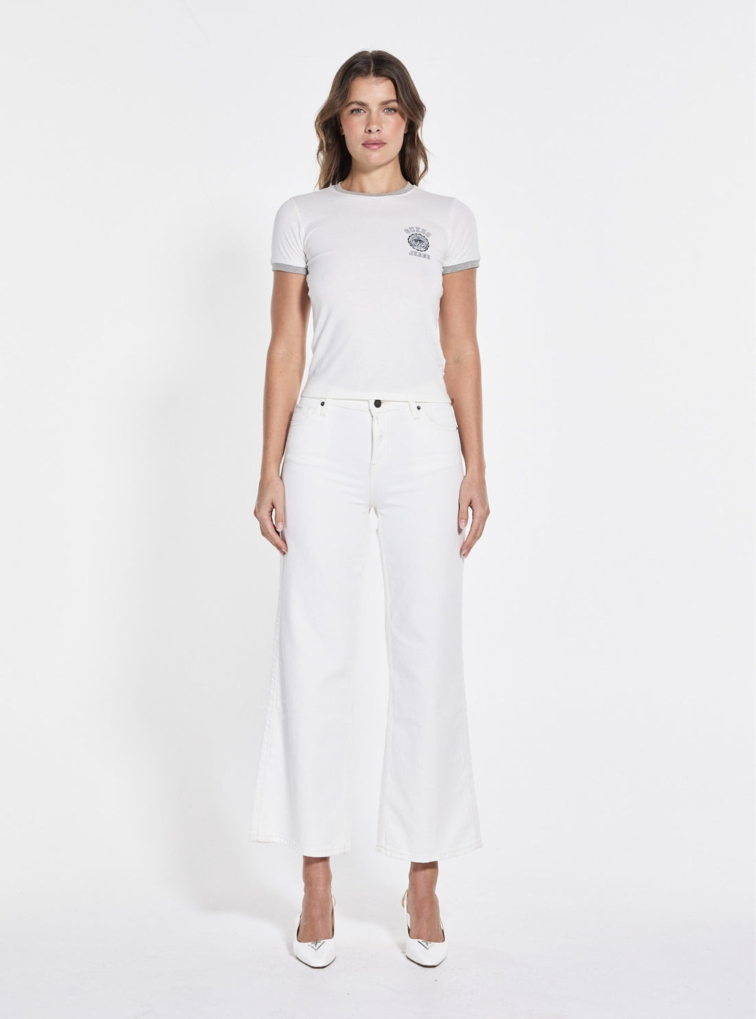 Guess Jeans White Slim Stamp Heather T-Shirt W5GI35KCTX1 Full View_2