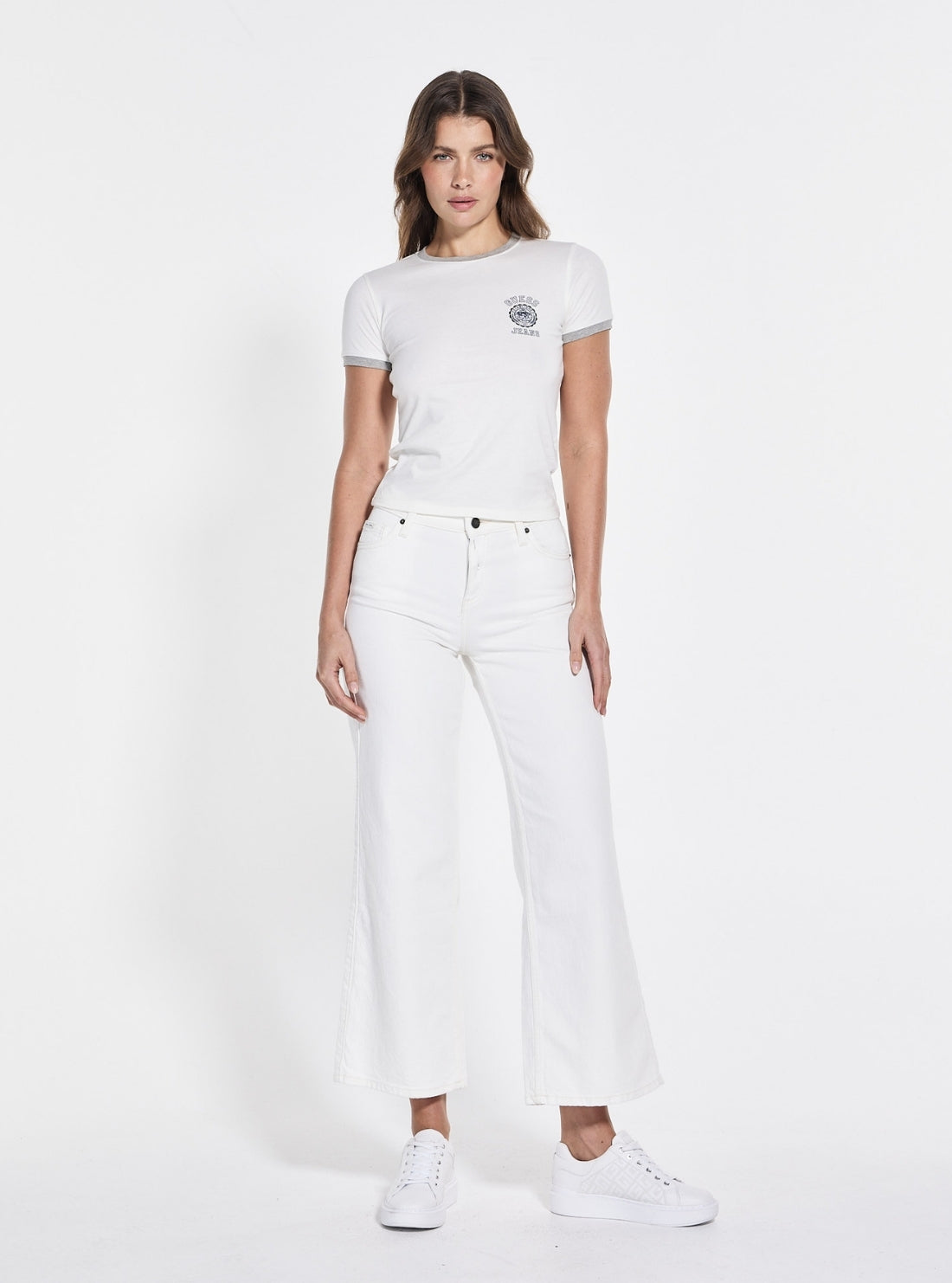 Guess Jeans White Slim Stamp Heather T-Shirt W5GI35KCTX1 Full View