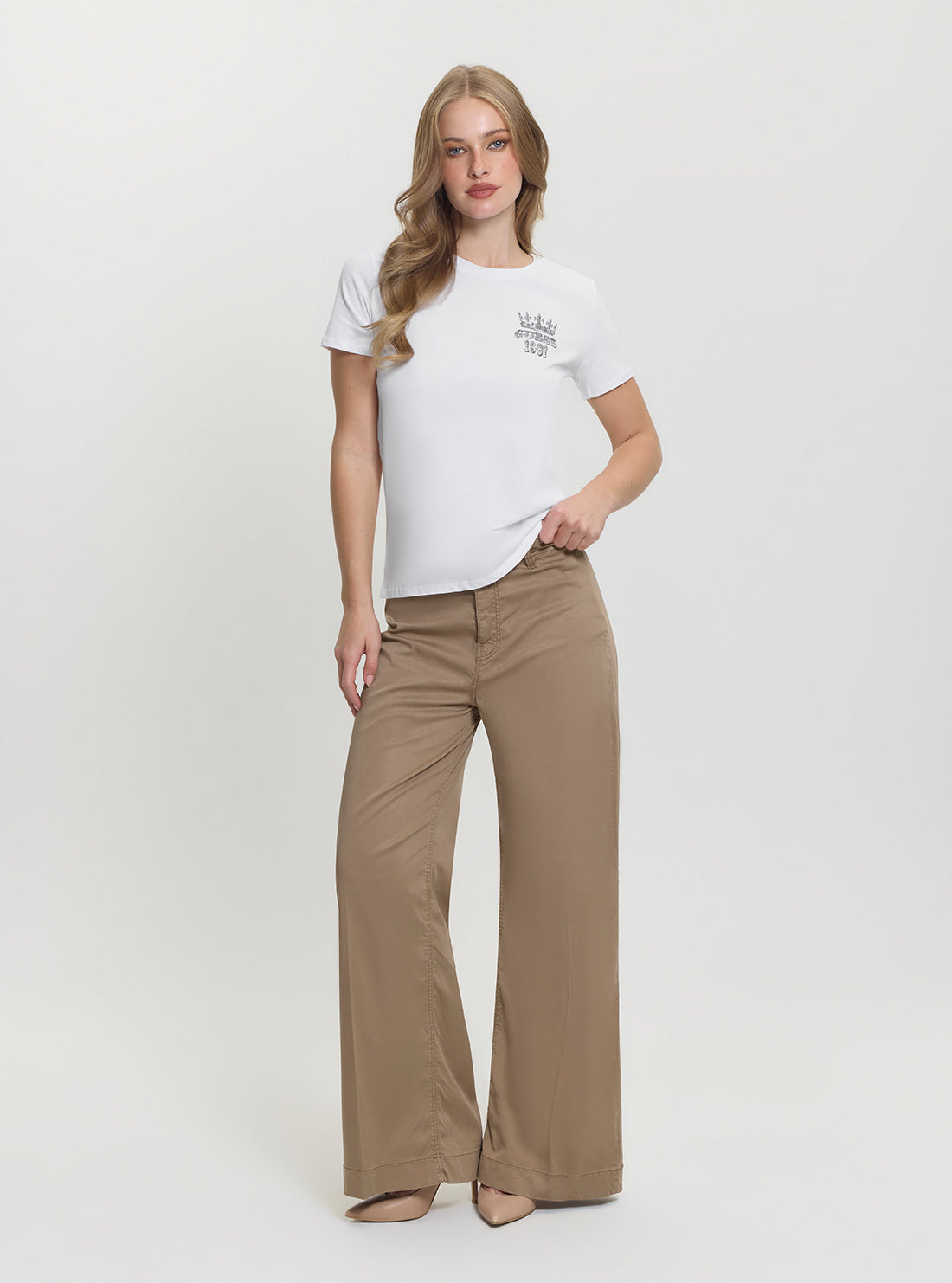 GUESS Womens White Nature Scape Easy T-Shirt W5GI53K9RM1 Full View