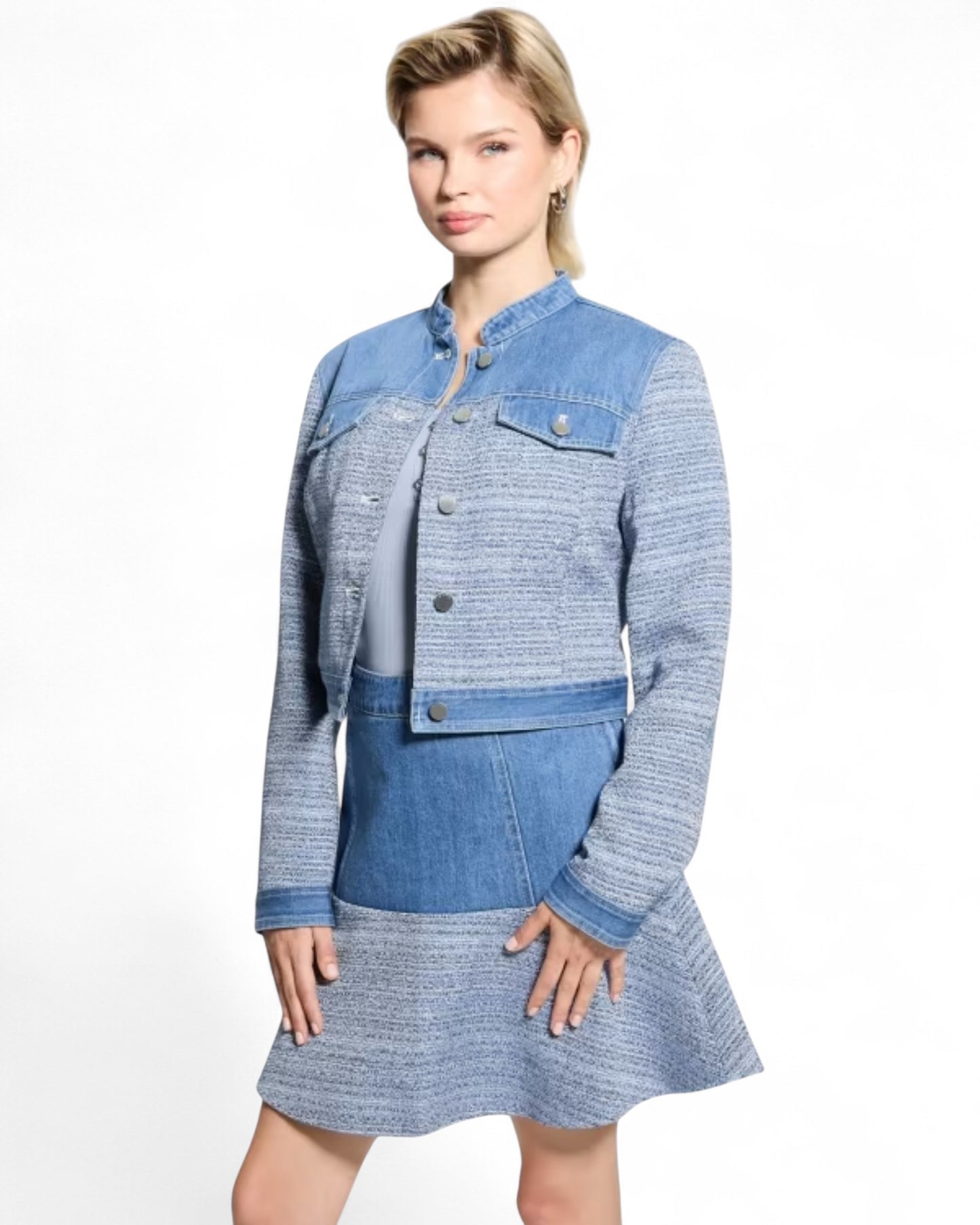 Blue Elsie Tweed Denim Jacket