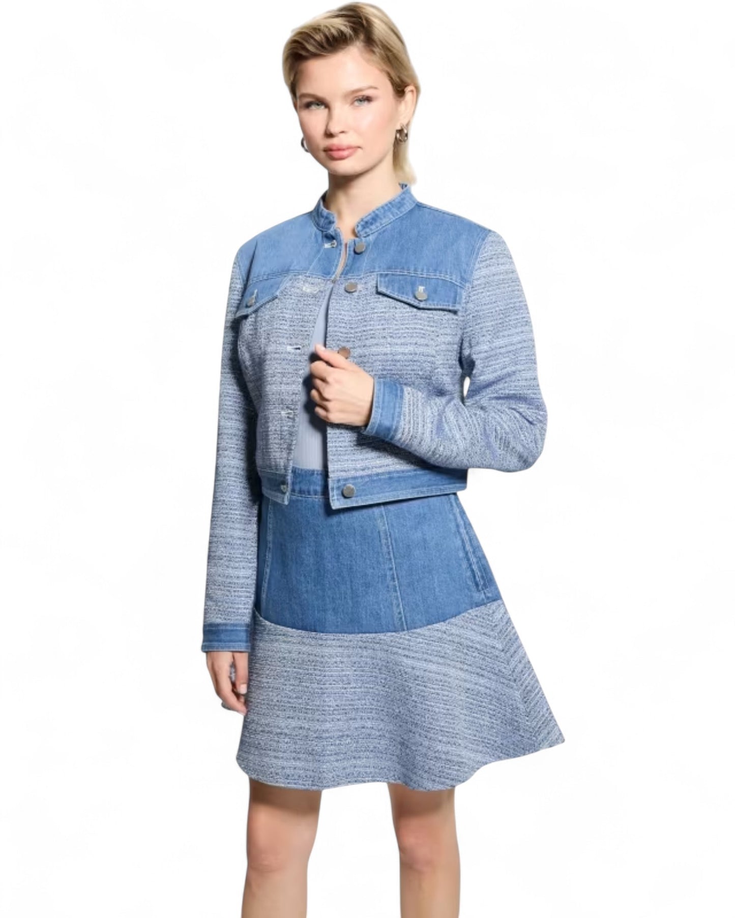 Blue Elsie Tweed Denim Jacket