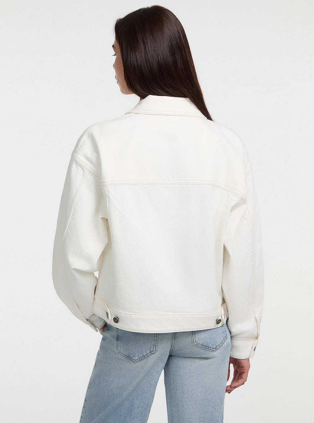 Guess Jeans White Oversize Trucker Jacket W5GN56D5M62 Back View