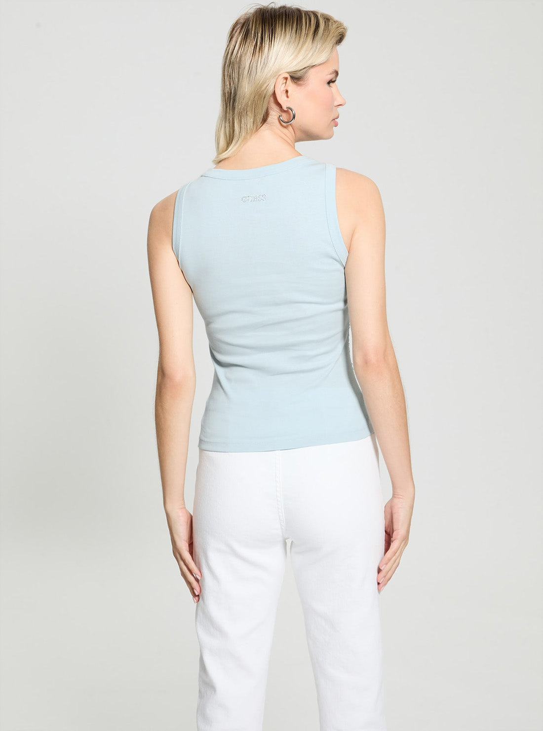 GUESS Womens Blue Alexia Sequins Tank Top W5GP06KCS10 Back View