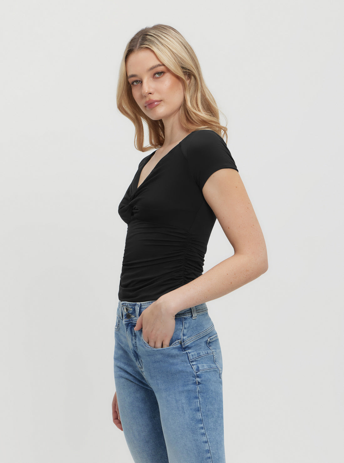 Black Charlotte Draped Top