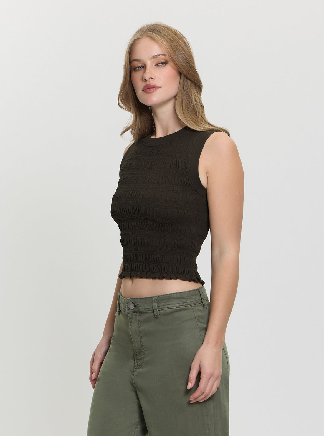 Espresso Brown Claire Smock Tank Top