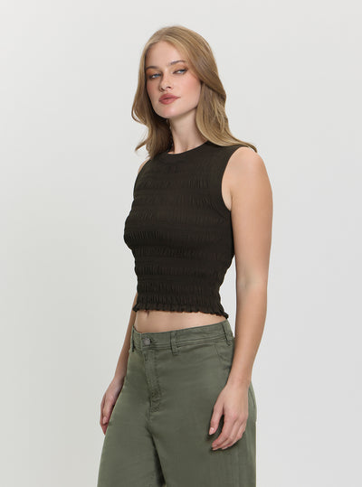 Espresso Brown Claire Smock Tank Top