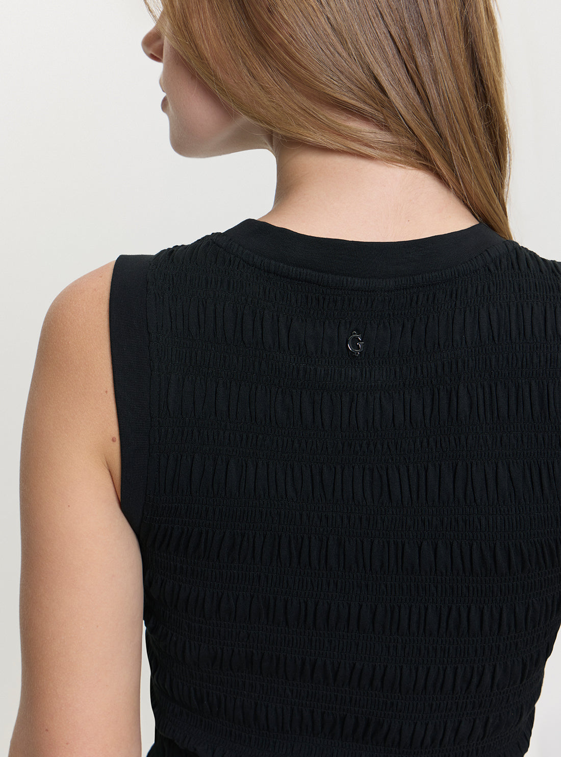 GUESS Womens Black Claire Smock Tank Top W5GP17KCSA2 Detail View