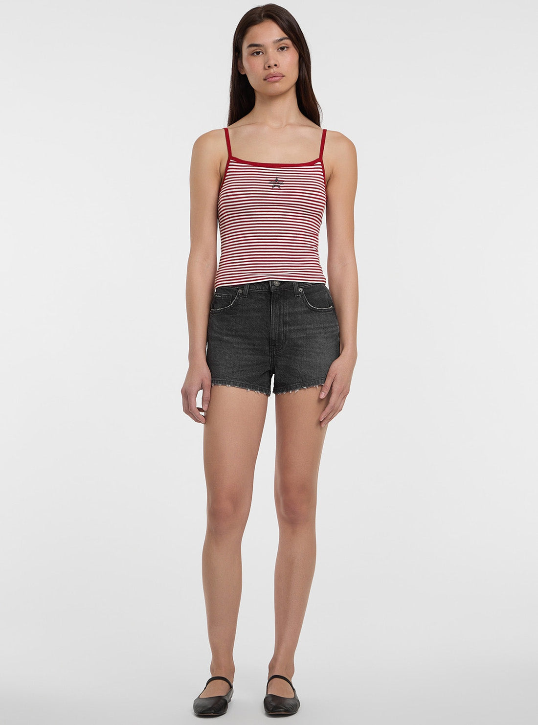 Guess Jeans Red Striped Star Tank Top W5GP35KCIE1 Full View