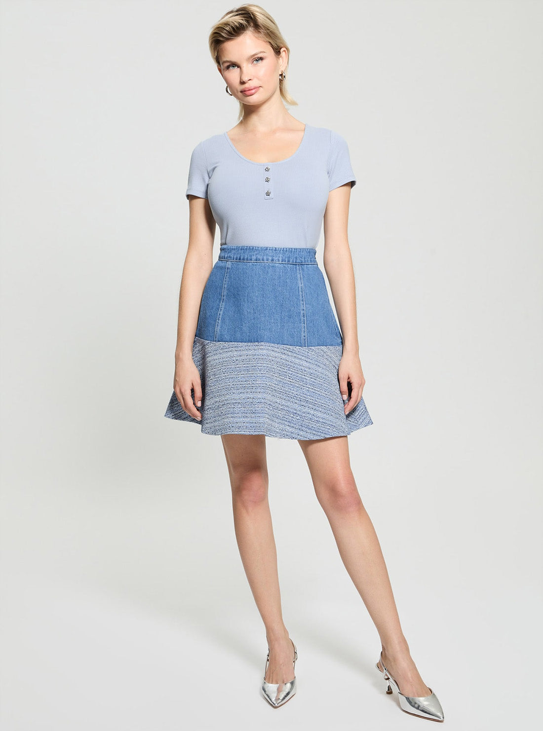 Eco Blue Sandwash Rib Karina T-Shirt