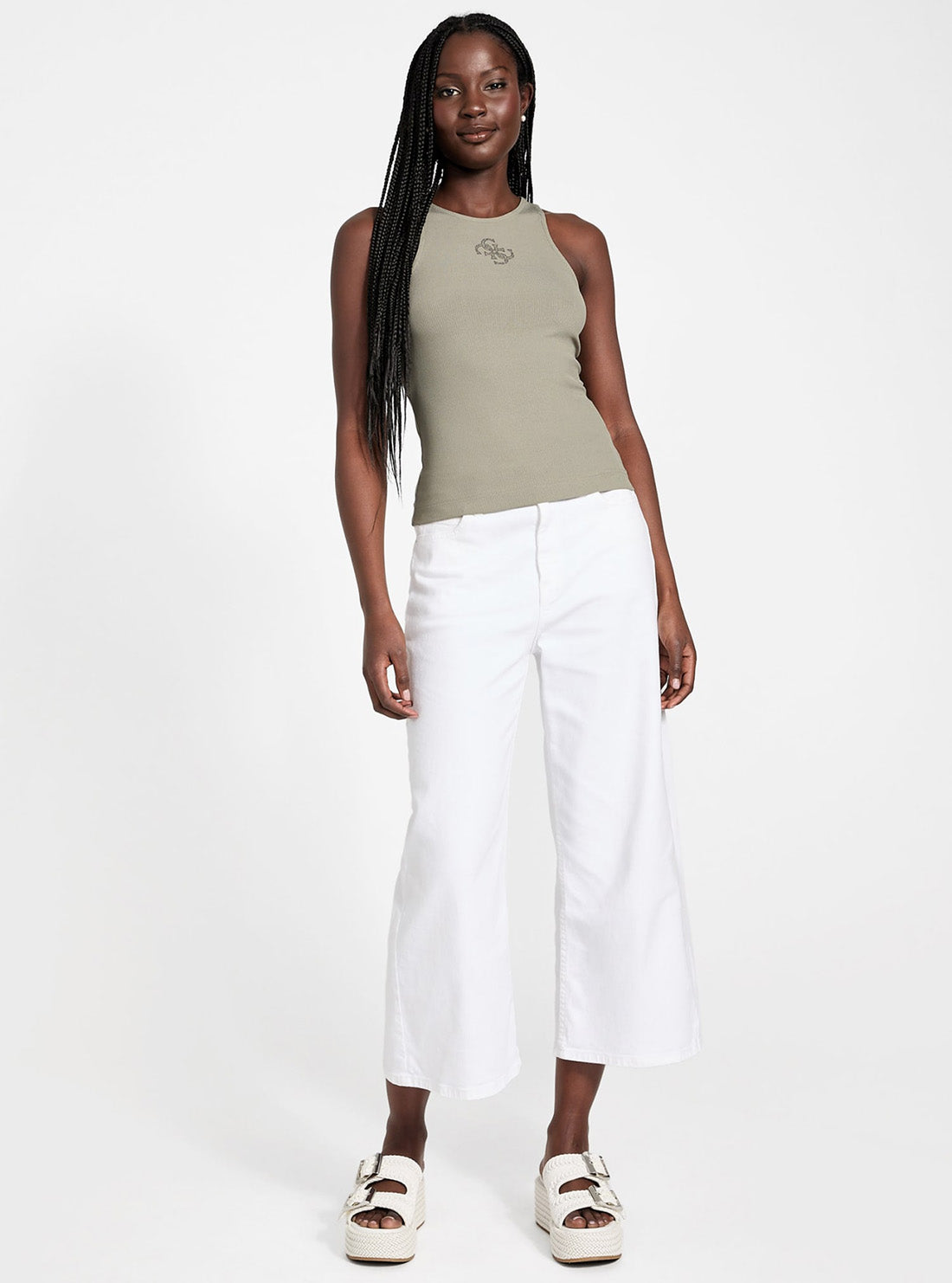 GUESS Womens Eco Green Guendalina Tank Top W5GP57KCV52 Full View