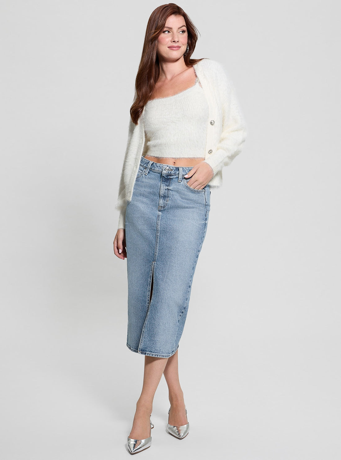 Blue Denim Mila Midi Skirt
